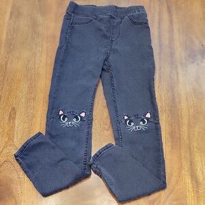 Kids Black Cat Embroidered Leggings